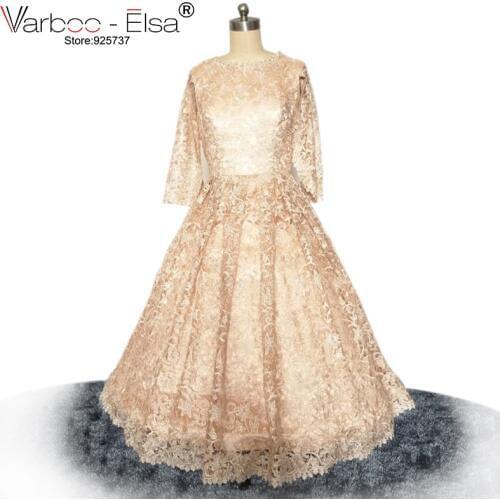 Gala Jurken Champagne Prom Dress Lace A line Arabic Dress With Cap Jewel Neck Ruffle Middle East Ankle Length Short Prom Dresses