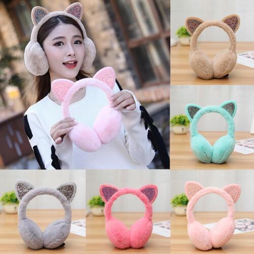 Winter Fashion Fur Ear Earmuffs Women Ladies Girls Cute Faux Soft Fluffy Novelty Cat Warm Ear Muffs