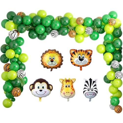 100Pcs Animal Balloons Garland Kit Jungle Safari Theme Party Supplies Favors Kids Boys Birthday Party Baby Shower Decor