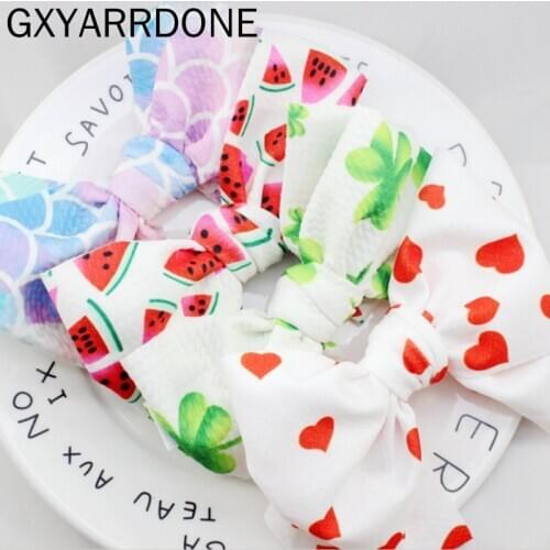 30pc/lot Heart Watermelon Mermaid Print 5" Waffle Hair Bows For Kids Headband Garments Children Girls DIY Hair Accessories