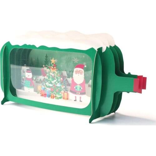 3D Handmade 2019 Merry Christmas Drifting Bottle Paper Invitation Greeting Cards PostCard Happy New Year Adult Kids Gift