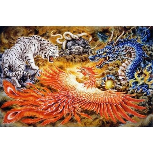 Full Diamond 5D DIY Diamond Painting dragon phoenix tiger snake Embroidery Cross Stitch Rhinestone Mosaic Painting Gift