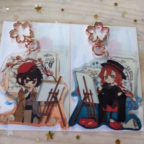 Anime Bungou Stray Dogs dazai osamu Nakahara Chuya Cosplay Acrylic Pendant keychain Keyring Badge Brooch pin BedgeToy