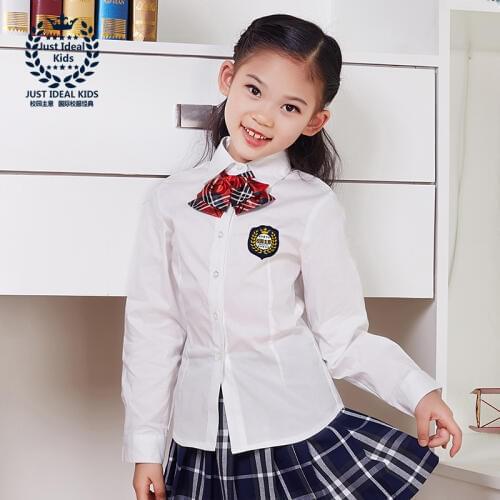 2019 Spring Casual Childrens School Shirts For Girl Long Sleeved Cotton White Blouse Women Kids Clothing Plus Size Tops