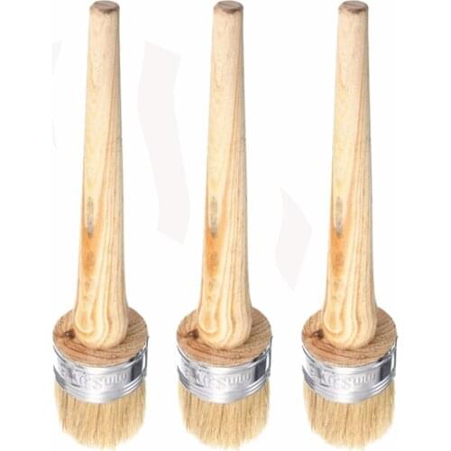 Wooden Stencil Brush Hog Bristle Brushes Handle Round Acrylic Watercolor Oil Painting Brushes
