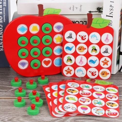 Wooden Apple Memory Match Chess Game Kids Early Educational Toys Family Party Casual 3D Puzzles Training Game Toys For Children