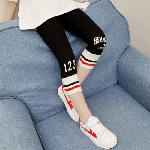 Kids Sport Leggings For Girls Children Clothing Cotton Letter Pants Girls Skinny Trousers 8 9 11 12 Years Summer Dance Wear