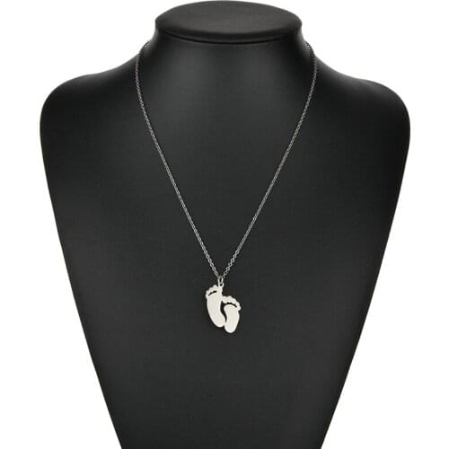 Baby Feet Pendant Necklace Pendant Double Mirror Customized Name Date Footprint Spark Necklaces ожерелье Custom Jewelry Gifts