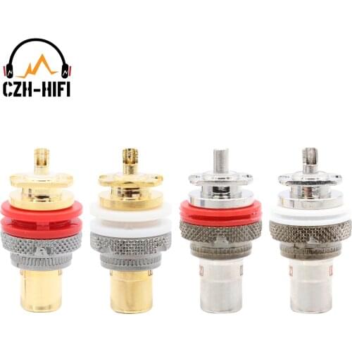 EIZZ High End RCA Jack Female Socket Connector Brass HiFi Audio Amplifier DAC CD Player Subwoofer TV DVD Chassis Panel Mount