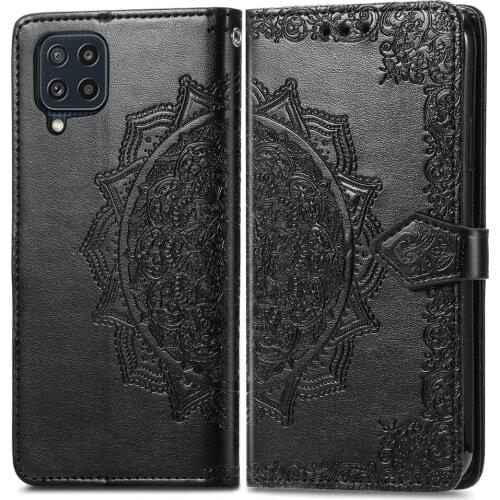 3D Mandala Wallet Leather Etui for Samsung M12 2021 Flip Case Emboss Card Slot Holder for Samsung Galaxy M12 Case SM-M127 Coque