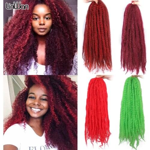 Linwan 18 Inch Synthetic Marley Braiding Hair Extensions Soft Kinky Twist Crochet Hair Ombre Yellow Red For Women Afro Curl 100g