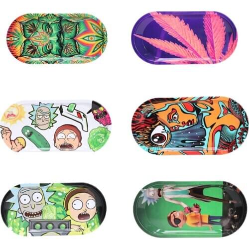 200pcs/lot Metal Painting Cigarette Rolling Trays Smoking Tobacco Storage Tray Smoking Tool Accessory Random Mixorder Wholesale