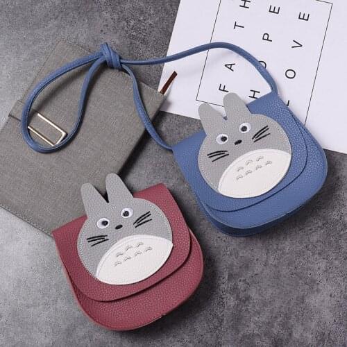 Cute Cartoon Totoro Cat Pu Leather Girls Mini Travel Shoulder Crossbody Bags Student Casual Buckle Coin Purse Phone Bag Gift New