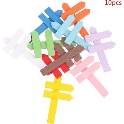 10 Pcs Mini Miniature Wood Fence Signpost Craft Garden Decor Ornament DIY Dollhouse Plant Pot Micro Landscape