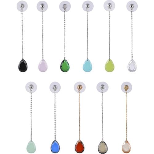 Womens Earrings crystal double-sided cut water drop type zircon simple long exquisite Earrings