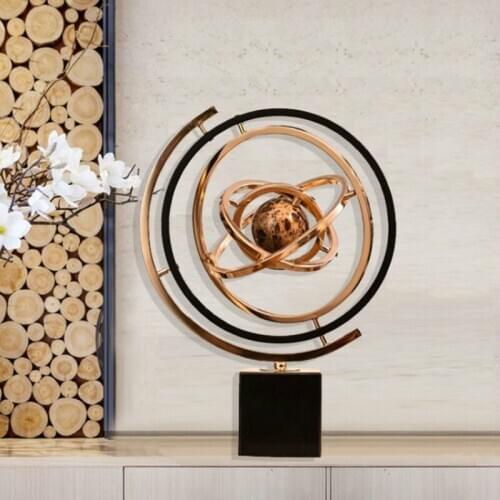 Marble Copper Plated Metal Earth Globe Home Ornaments Study Decor Star Hotel Decoration Creative Restaurant Bar KTV Accessories
