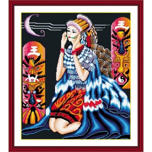 Pretty image cross stitch kit people 18ct 14ct 11ct count print canvas stitches embroidery DIY handmade needlework