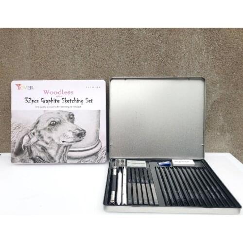 32pcs Professional Pure Carbon Sketch Pens Hard Medium Soft Woodless Charcoal Pencil Set Drawing Tool Painting Supplies