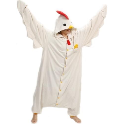 Unisex Animal Adult White Chicken Onesies Pajama Sete Pyjama Cosplsy Costumes Cute Cosy Sleepwear Man & Women Homewear