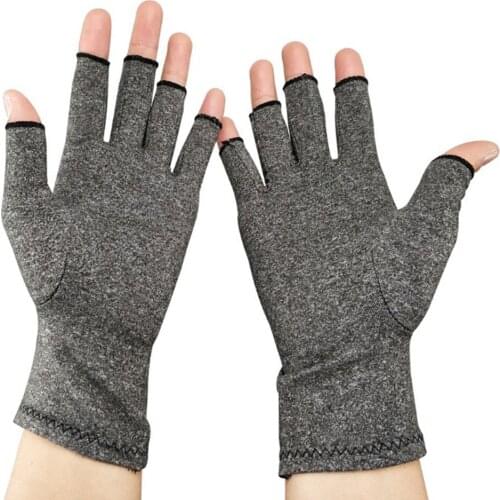 Support Arthritis Gloves Compression Strain Pain Relief Warmth Wrists Gray
