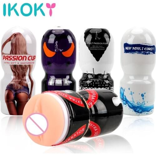 IKOKY Male Masturbation Artificial Vagina Beer Airplane Cup Portable Masturbation Cup Soft Tight Vagina Sex Toys for Men Gay