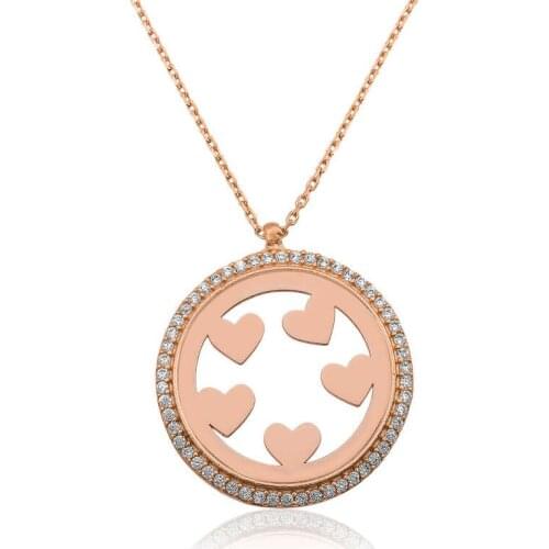 Silverlina Silver Heart Circle Lady Necklace