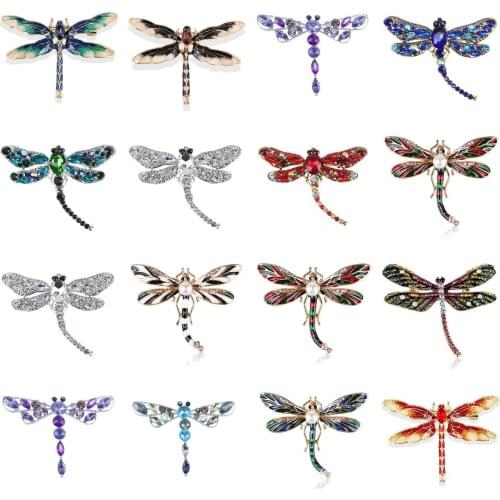 Dragonfly Brooch Jewelry Enamel Rhinestone Lapel Pin For Women Men Gifts Brooches Cute Pins Metal Insect Brooch Pin Multi Styles