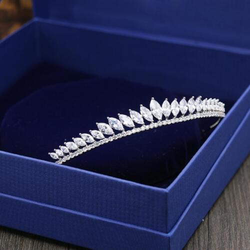 New Full Zircon Tiara CZ Crown Headband Wedding Hair Accessories Diadem Hair Jewelry Tiaras And Crowns Diadema Coroa Noiva