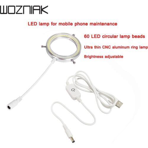 Ultrathin 60 LED Adjustable Ring Light illuminator Lamp USB Plug For Microscope blower gun & Soldering station Phone Repair