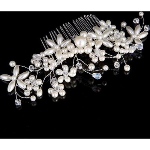 Vintage Wedding Floral Bridal Pearl Flower Crystal Hairpin Bridesmaid Clips Side Comb Tiara Hair Accessories Jewelry (3 BN