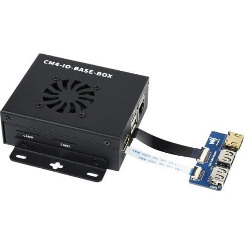 Waveshare CM4-IO-BASE-BOX-A + USB HDMI Adapter, for Raspberry Pi Compute Module 4