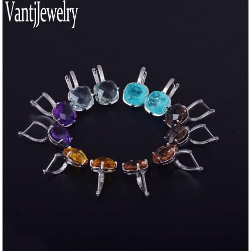 Green Amethyst Earrings Sterling 925 Silver Created Paraiba Citrine Ametrine Zultanite Smoky Quartz for Woman Birthday Gift