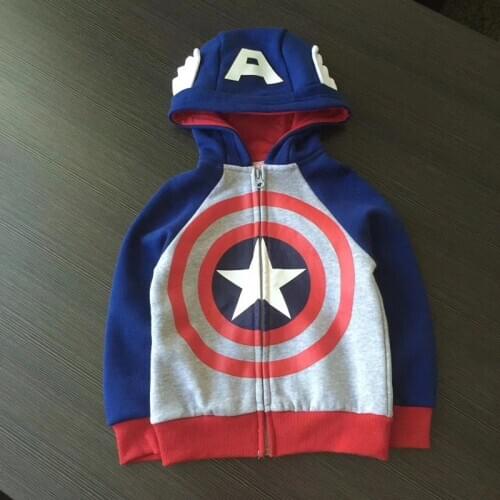 2~10 years Autumn winter children clothing Cartoon anime American Shield Hooded sweater Cotton Sports Jacket Coat boys clothes