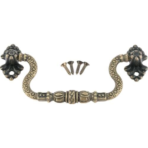 1pc Handle Pull Antique Bronze Zinc Alloy 83*42mm Engraved lace Carve Flower Decoration Cupboard Door Drawer w/screws Kitchen