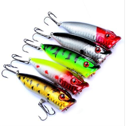 1Pcs Fishing Lure Bait 12g 73mm Fish Wobblers Popper Bait Lures Artificial Fishing Hard Bait Treble Hooks 3D Eyes Fishing Tackle