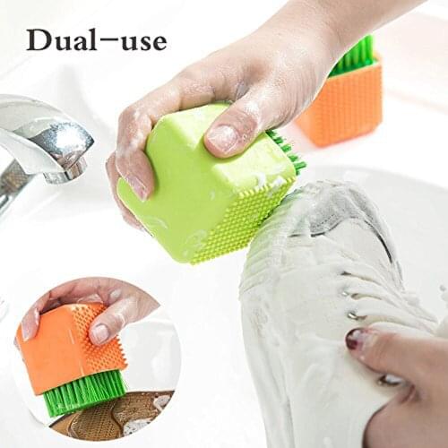 1Pcs All Purpose Scrub Brush Silicone Dual-use Cleaning Brush Clothes Brush Household Laundry Brush for Clothes Underwear Shoes