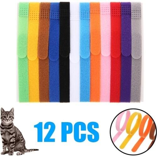 12 Colors Pet Identification Collars Adjustable Puppy ID Collars Kitten Necklace Whelping Collar Bands for Small Pet 20*1cm