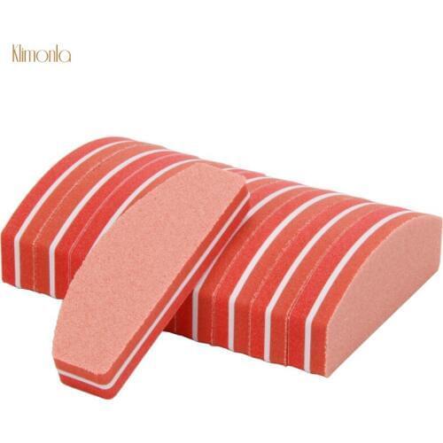 20Pcs Professional Nail File 100/180 Grit Orange Two Sided Washable Sponge Nail Files Manicure Tool Half Moon Nail Design