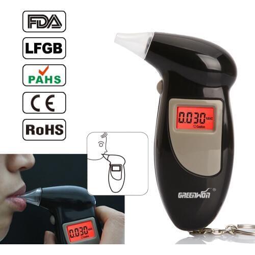 2019 Free shipping 68s Digital LCD Alcohol Breath Analyzer Breathalyzer Tester Keychain Audible Alert for driver