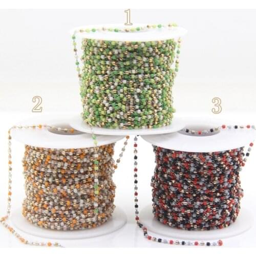 5Metre Stainless steel Wire Wrapped Japanese seed beads Rosary Chain,11/0 Round Miyuki Delica Small beaded Chains DIY Necklaces