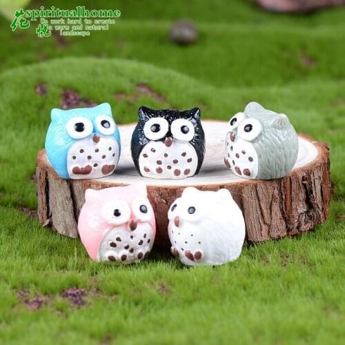 5Pcs/set Owl Figurine Miniatures Kawaii Accessories Desk garden decoration outdoor Home Decor Graduation Gift