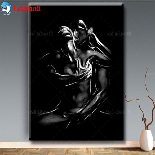 Diamond Mosaic Abstract black and white art, sexy man, woman Diamond Painting Cross Stitch Embroidery Needlework Wall Art