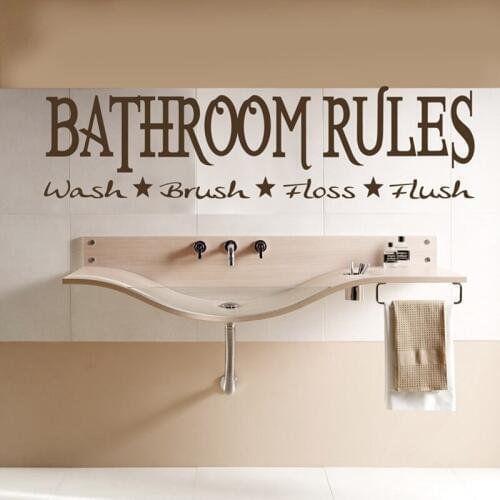 Free Shipping:24*90cm Hot Selling bathroom RULES English Vinyl Wall Decals/Removable Waterpoof Wall decor Stickers/Wall Quotes