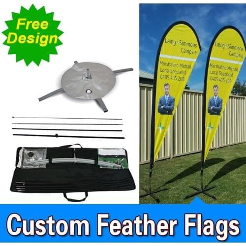 Free Shipping Single Sided Cross Base Teardrop Flag Signs Advertising Promotional Custom Teardrop flags