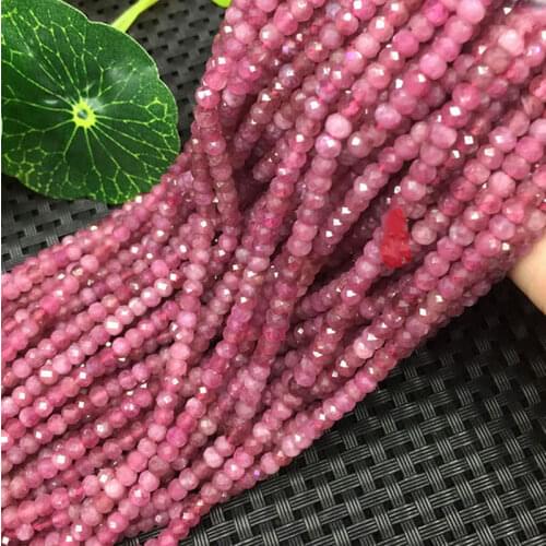 Three Size Natural Pink Tourmaline Beads Rondelle Faceted Spacer Tiny DIY Loose Beads For Jewelry Making beads Accessories 15