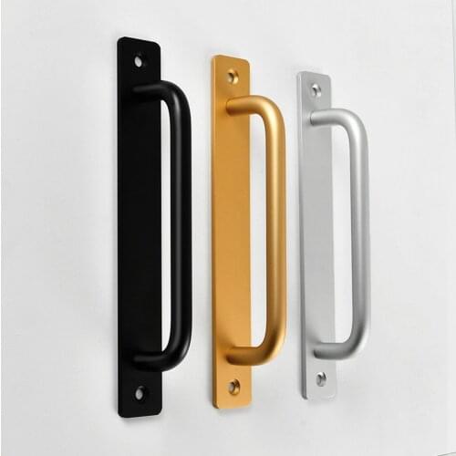 Black Sliding Barn Door Handle Pull Flush Wood Door Handle Furniture Hardware For Cabinet Cupboard Kitchen Interior Door Silver