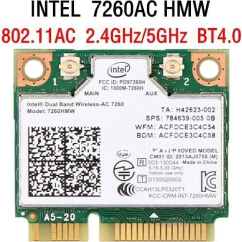 Intel Dual Band Wireless-AC 7260 intel 7260HMW intel 7260AC 7260HMW 7260AC half Mini PCI-e bluetooth Wireless wifi 867M+4.0BT