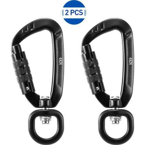 2pcs Swivel Carabiner Clip 360° Rotatable Spinner Carabiner Small Auto Locking Climbing Carabiner 4KN Outdoor Survival Tool