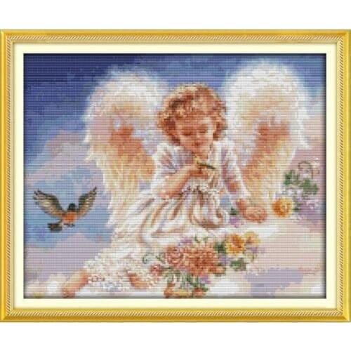 Love angel cross stitch Embroidery the continuation of life Angel baby handmade DIY embroidery wall paintings
