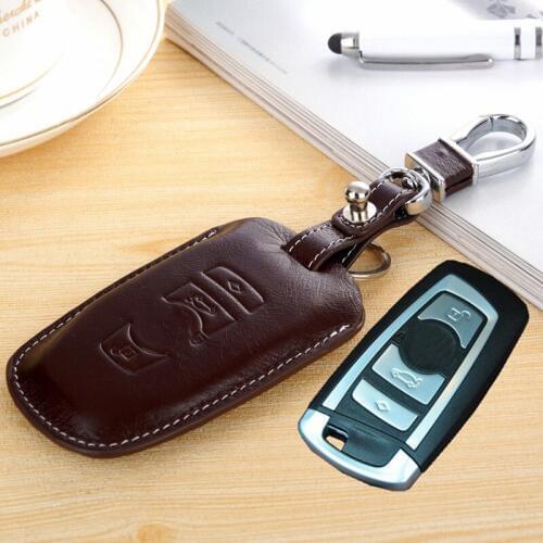 Leather Key Fob Cover Case For BMW 3 5 7 Series 2015 523 525i for 2014 M3 M5 2016 X4 X3 X5 X6 Key Holder Key Chain accessories